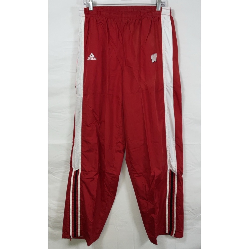 NWOT Men's Adidas ClimaProof Nylon Wisconsin Badgers Nylon Track Pants Red - M‎